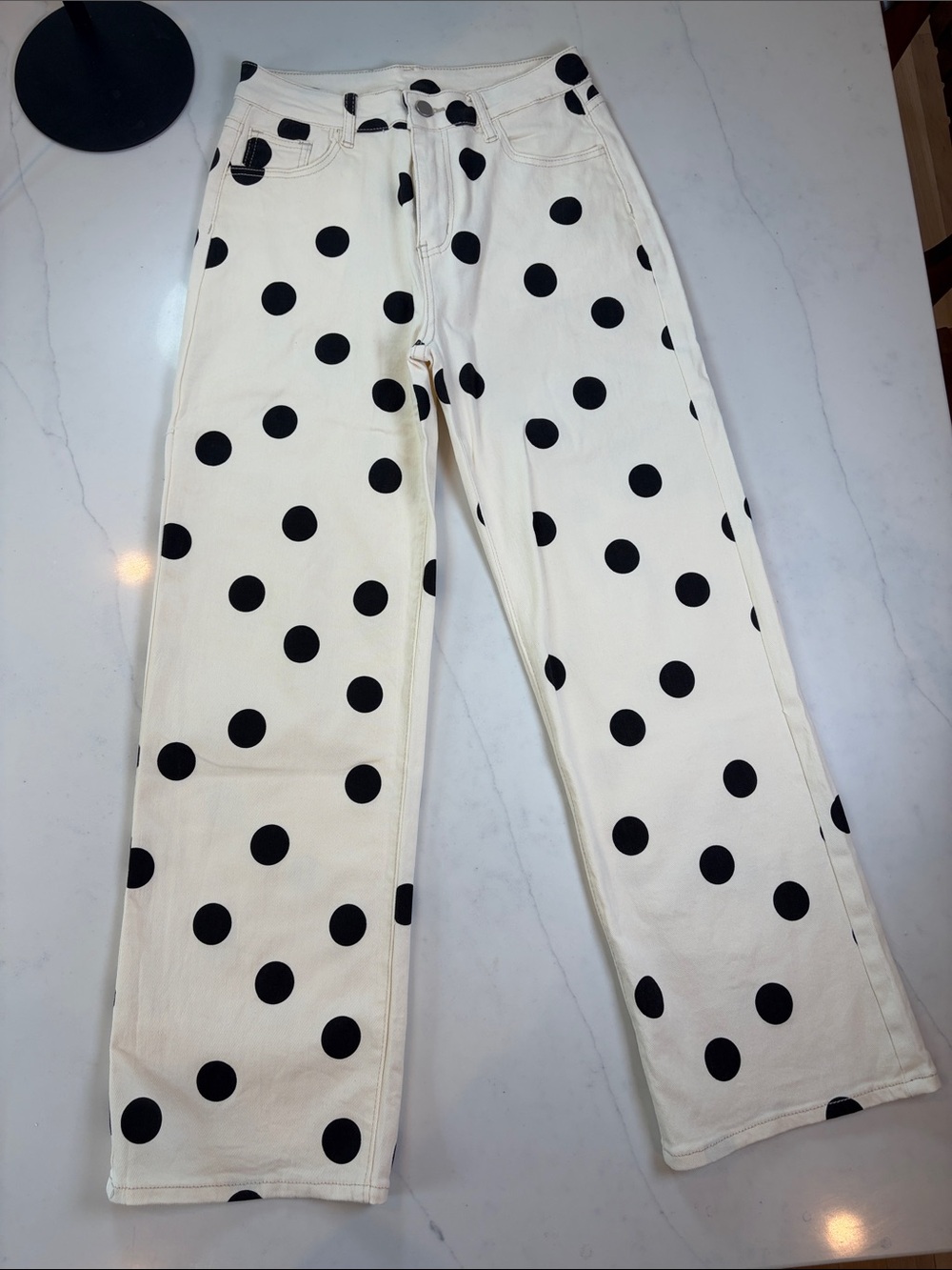 Cream Polka Dot Jeans